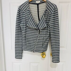 Small Lou & Grey Navy and White Striped Cotton Moto Jacket Cozy